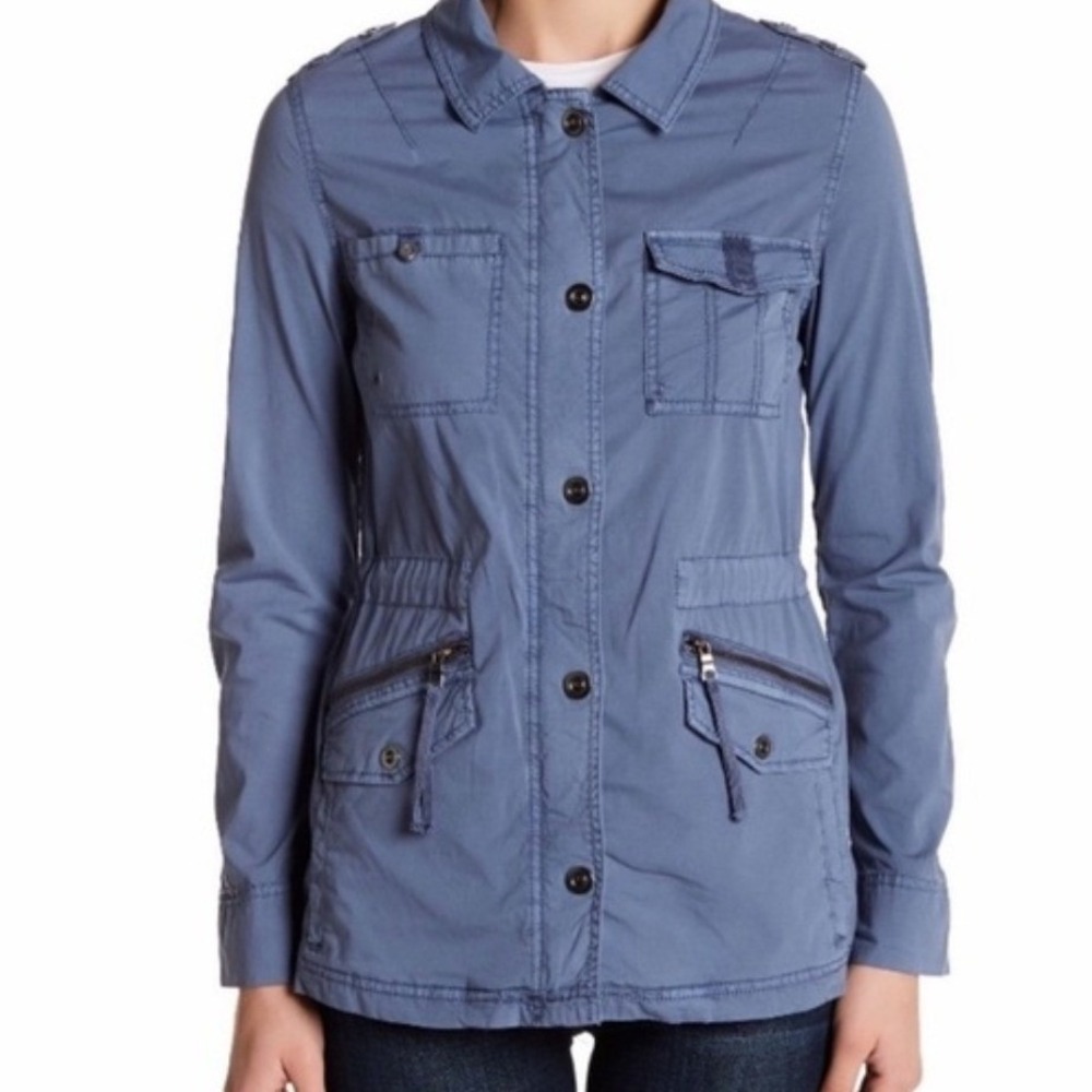 Marrakech Andie Blue Utility Military Jacket Cotton Blend Size Medium